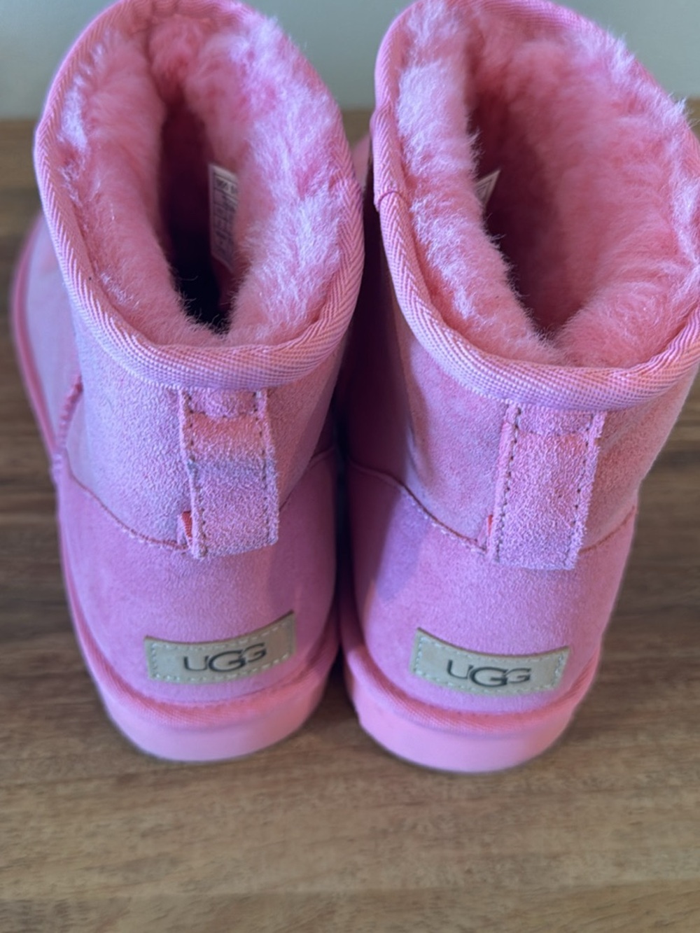 UGG Mini Boots in Pink Suede with Plush Shearling